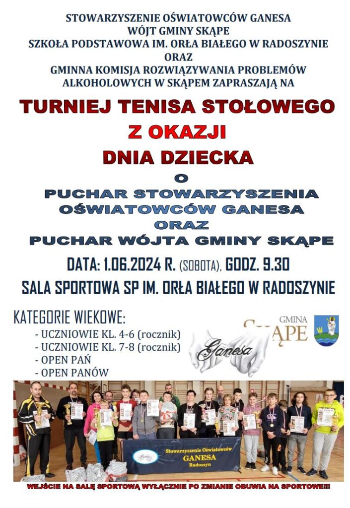 Turniej tenisa stołowego z okazji DNIA DZIECKA